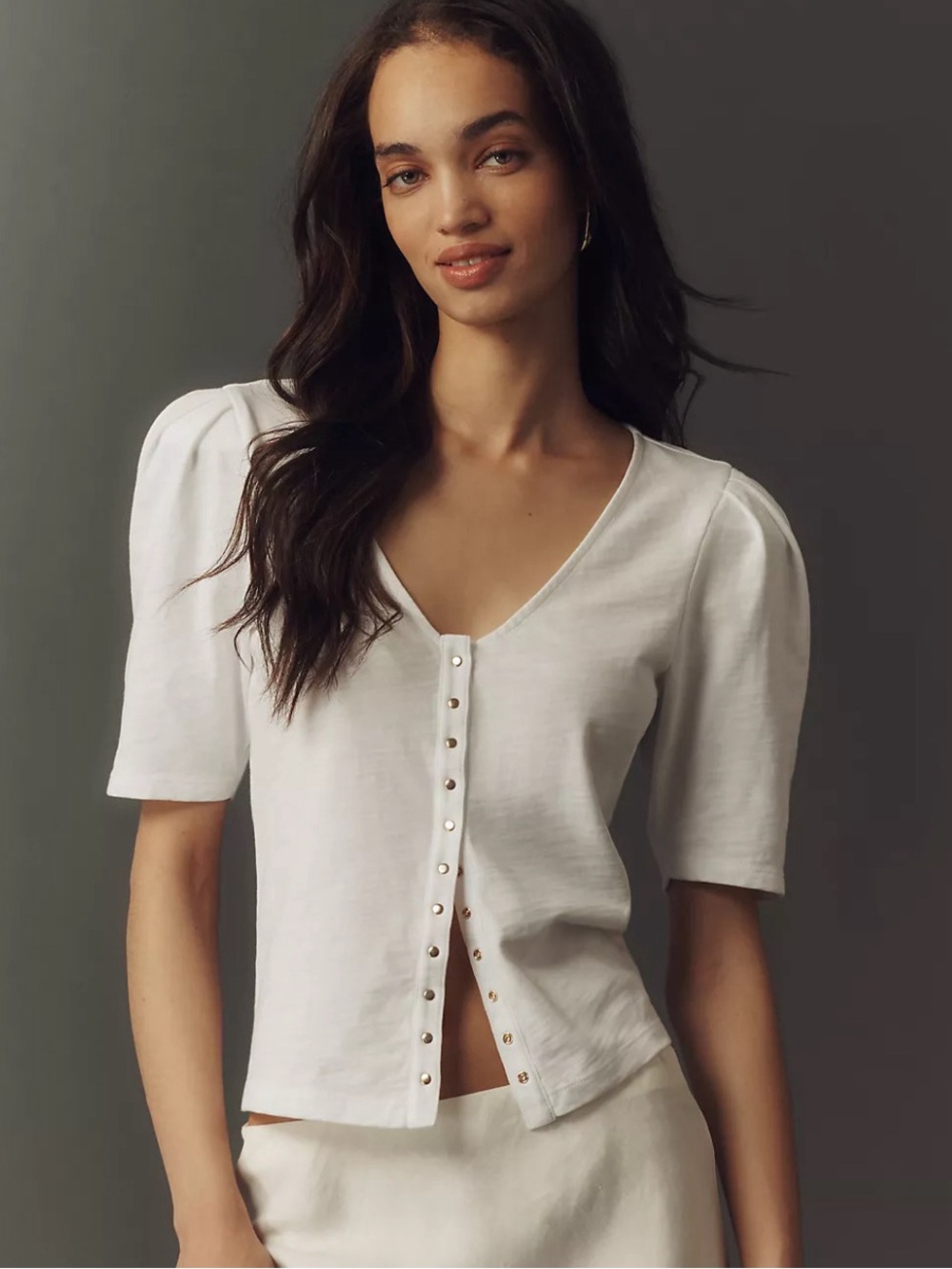 NWT Nation Los Angeles 100% Cotton White Jen Buttondown Top, Small